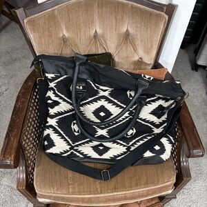 Mossimo Large Aztec Weekender Bag Black and White Geometric Woven